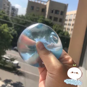 Transparent blue maltose ice cube squishy toy for stress relief with slow rebound effect