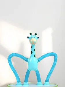 Sensorisches Teleskop-Giraffen-Pop-Tube-Spielzeug in Hellblau zum Stressabbau
