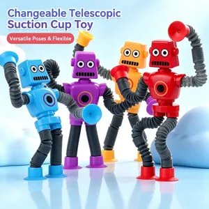 Suction Cup Telescopic Tube Robot Toys Giraffe Alien Animal Shape Stretchable Bellows Sensory Fidget Toys For Stress Relief Kids Gift