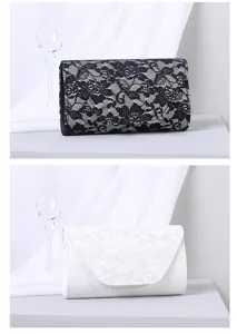 Detaillierte Ansicht eleganter Vintage-Abendtaschen aus Spitze in Schwarz und Weiß.