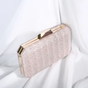 Gestreifte Glitzer-Abendtasche mit elegantem goldfarbenem Metallrahmen und Verschluss für Damen