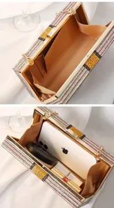 Detailansicht des Innenraums der Strass-Clutch zur Demonstration der Staukapazität.