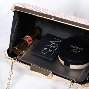 Elegante gestreifte Glitzer-Abendtasche für Damen mit großem Fassungsvermögen und Kette