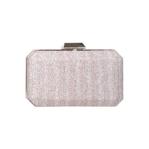 Elegante gestreifte Glitzer-Abendclutch mit luxuriösem Metallverschluss für Damen