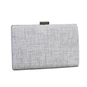 Elegante Abendtasche aus silbernem Leinen mit Metallverschluss für formelle Anlässe