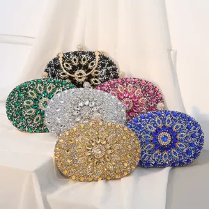 Luxus Strass Blume Abendtasche Legierung Hartschale Floral Handtasche Für Damen Hochzeit Party Bankett Portemonnaie Geschenk