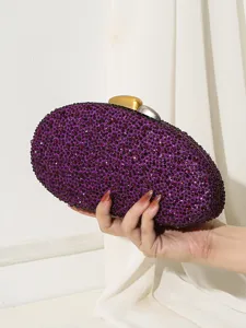 Luxuriöse funkelnde lila Strass-Abendtasche für elegante Partykleider und Abendmode
