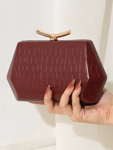 Elegante weinrote Abendtasche mit Krokodilmuster für Hochzeiten und festliche Galas