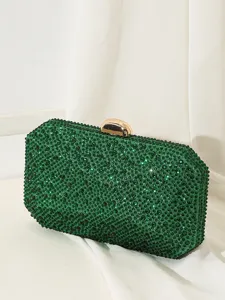 Luxuriöse grüne Strass-Abendtasche für Damen, elegante Clutch für Partys und Abendessen