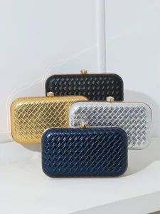 Pochettes de soirée élégantes en cuir PU tressé disponibles en plusieurs coloris chic