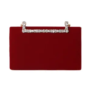 Elegante rote Samt-Abendtasche mit funkelndem Strassgriff für formelle Anlässe