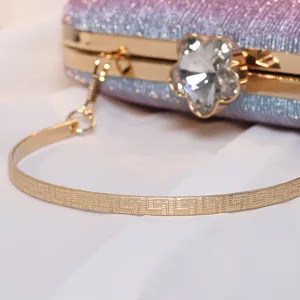 Elegante Abendtasche mit Glitzer-Verlauf und einem Kristall-Blumenverschluss für Damen