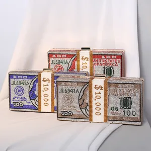 Mit Strass besetzte Dollar-Geldbündel-Clutch für Abendveranstaltungen