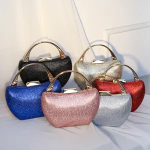 Vintage PU Leder Strass Abendtasche Glänzend Vollmetall Ringgriff Schloss Kupplungstasche Für Damen Hochzeit Party Luxus Handtasche