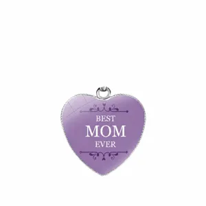 Purple heart-shaped 'Best Mom Ever' pendant for Mother's Day gift
