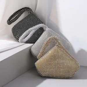 Handmade Rhinestone Evening Bag Triangle Clutch Handbag For Women Formal Party Wedding Banquet Small Triangle Shaped Purse