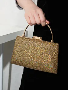 Elegante Mattierte PU Riss Abend Clutch Tasche Luxus Quadratische Hartschale Handtasche Mit Metallgriff Für Bankett Party Damen