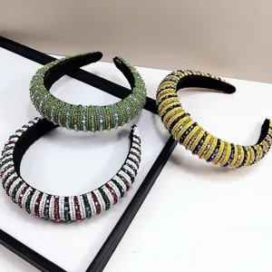 Serre-tête Baroque Tissé à la Main avec Perles Femme Coloré Cristal Strass Éponge Rembourré Bandeau Élégant Accessoire Cheveux