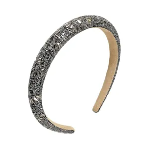 Eleganter luxuriöser silberner kristallbesetzter Haarreif mit Goldakzenten für Damen