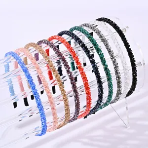 Élégant Serre-tête Fin en Strass Style Coréen Fait Main Perles de Cristal Bandeau Cheveux Doux Tocado Gracieuse pour Femmes Filles Fête Quotidien