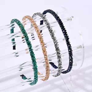 Serre-têtes élégants en perles de cristal faits main en quatre couleurs sur support