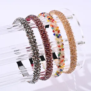 Serre-têtes élégants faits main avec perles de cristal en plusieurs coloris tendance