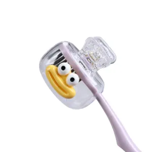 Portable transparent toothbrush protective cover with funny cartoon big mouth design