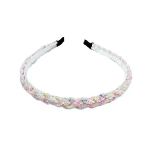 Serre-tête tressé minimaliste avec perles de riz colorées pour femmes accessoire de coiffure