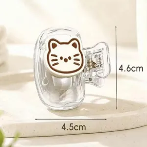 Detailed view of cartoon cat toothbrush protector with 4.5cm x 4.6cm dimensions