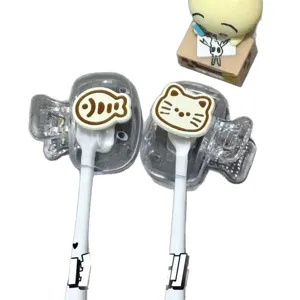 Set of two cute cartoon cat and fish toothbrush protective covers for travel use