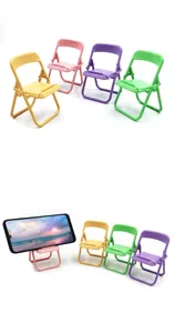 Cute macaron color folding chair phone stand portable desktop holder for smartphone and tablet