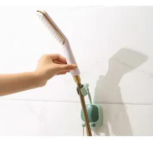 Cute green bear-shaped shower head holder no-drill wall mounted bathroom bracket support