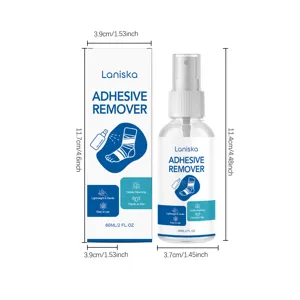 Laniska adhesive remover spray 60ml showing packaging and bottle dimensions specs