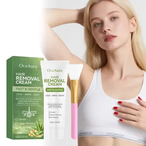 OceAura gentle hair removal cream set with aloe vera extract and silicone brush