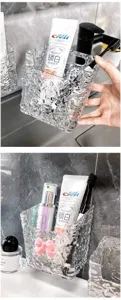 Detailansicht der luxuriösen Acryl-Aufbewahrungsbox mit Gletscherstruktur im Bad