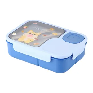 Große unterteilte Kunststoff-Lunchbox für Schüler mit süßem Welpen-Motiv-Deckel