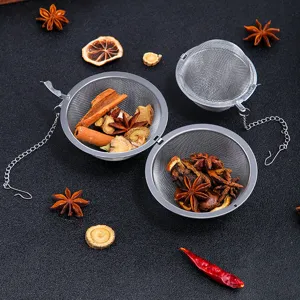 304 Stainless Steel Mesh Tea Ball Infuser Spice Ball Filter For Soup Hot Pot Cooking Seasoning Strainer With Hanging Chain