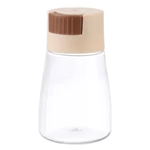 Moisture-proof clear plastic quantitative salt shaker with cream and brown press cap