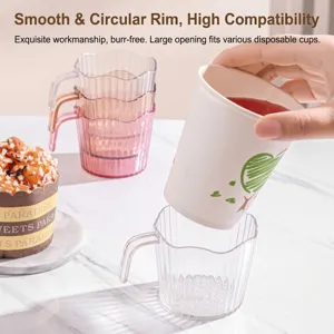 Portabicchieri Usa e Getta di Lusso in Plastica PET Custodia Isolante Termica Antiscotto Con Manico per Bicchieri di Carta Caffè Tè