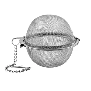 Fine mesh 304 stainless steel tea ball infuser with chain and hook for loose leaf tea