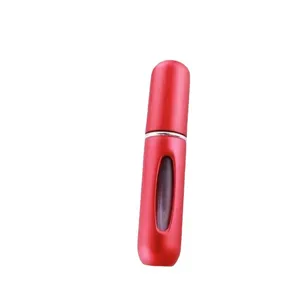Atomizador de perfume de viaje portátil recargable de 5 ml con acabado rojo metálico