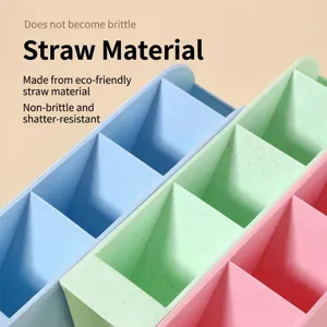 Organizzatore da scrivania inclinato in paglia di grano ecologica a 4 scomparti