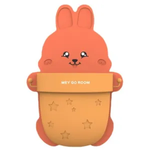 Detailed view of cute rabbit-shaped wall-mounted storage cup with convenient side hooks