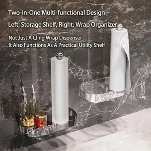 Multifunctional wall-mounted kitchen paper towel holder and cling film storage rack