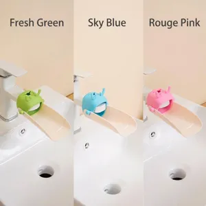 Cartoon deer faucet extender for kids available in green blue and pink variants