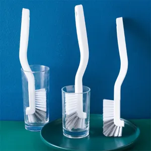Set mit 3 weißen japanischen Flaschenbürsten mit langem Griff für die Küchenreinigung