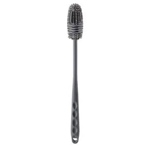 Durable long handle silicone bottle brush in grey for effective cleaning of cups and bottles