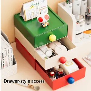 Colorful dopamine desktop storage box with drawers for cute office organization