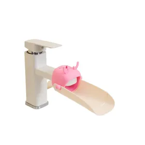 Cute pink deer-shaped silicone faucet extender for easy and splash-proof hand washing