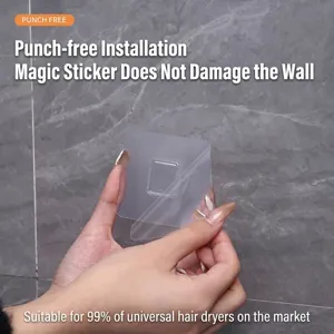 Punch-free adhesive sticker for wall-mounted hair dryer holder on marble surface
